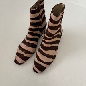 Ann Taylor Calf Hair Zebra Print Ankle Booties